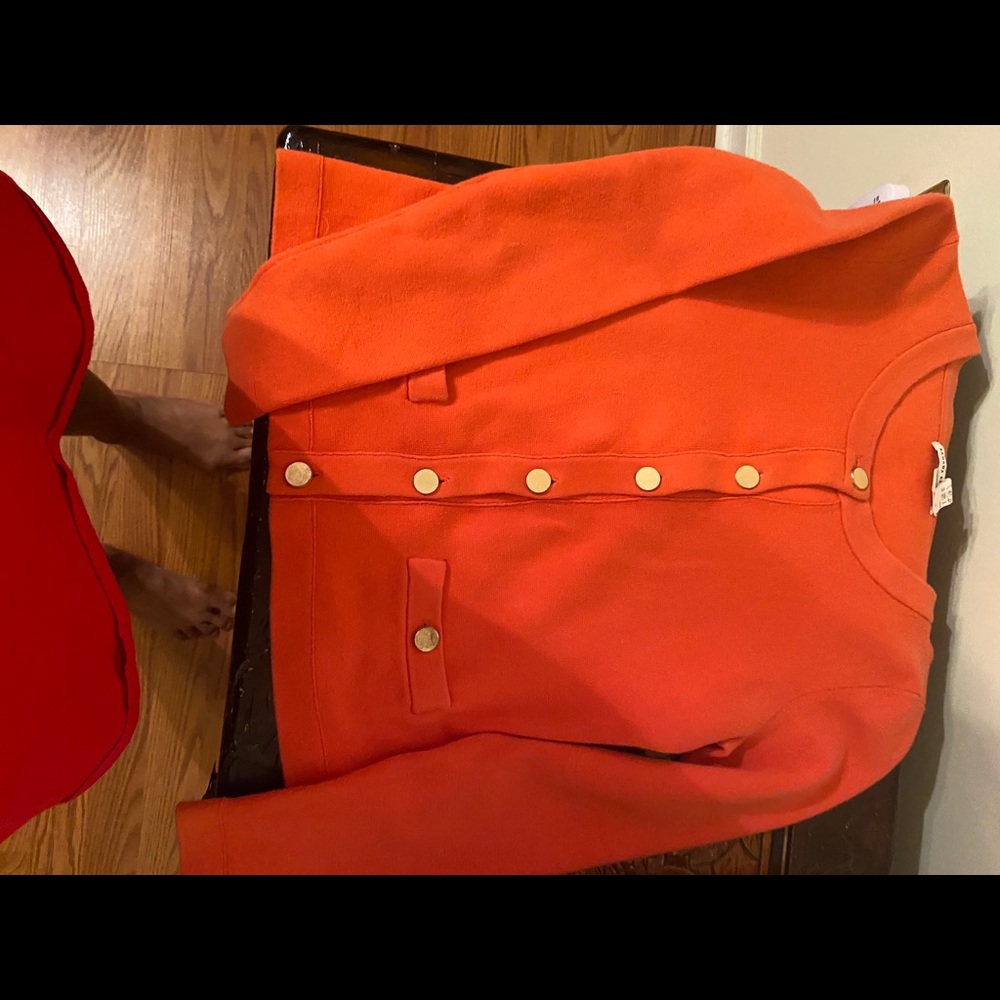 BANANA REPUBLIC ORANGE CARDIGAN SWEATER